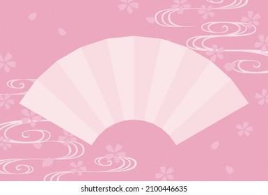 vector background with cherry blossoms and Japanese traditional pattern called Ryusui for banners, greeting cards, flyers, social media wallpapers, etc.