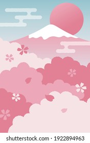 vector background with cherry blossoms and Mt. Fuji for banners, cards, flyers, social media wallpapers, etc.