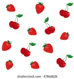 vector background with cherry and strawberry