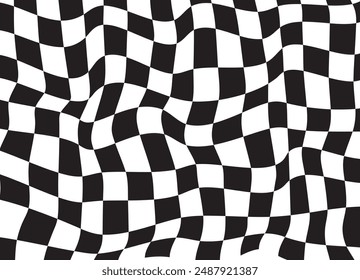 Vector background, chessboard. Background in trendy retro trippy style. 
