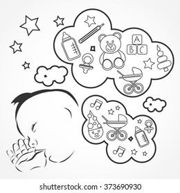 Vector background of children dream and desires