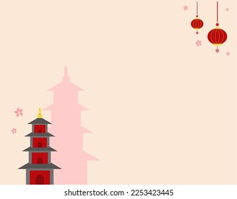 Vector background with chinese or chinese new year theme. It is in the form of a landscape and there is a space area. Perfect for design materials, greeting cards or backgrounds