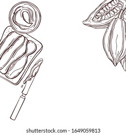 Vector background with chocolate paste. Sketch illustration