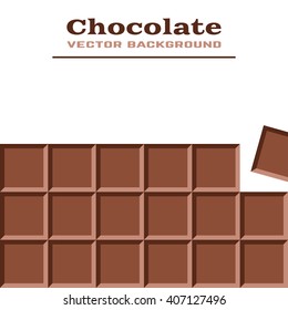 Vector background with chocolate with place for your text. Chocolate Bar and Chocolate Pieces. Vector illustration