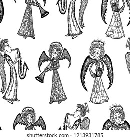 Vector background of christmas angels