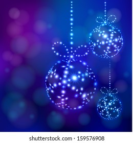 Vector background with Christmas ball of shining sparks