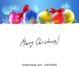 vector background with christmas balls on blue