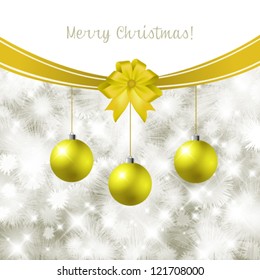 Vector background with Christmas baubles illustration.