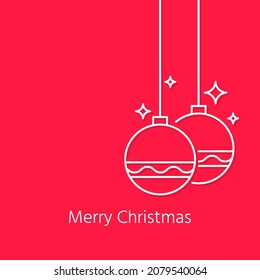 Vector background with Christmas baubles and sparkles on red. 