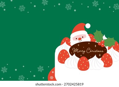 vector background with a Christmas cake with santa claus and strawberries