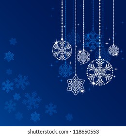 Vector background with christmas decoration for your design in blue colors
