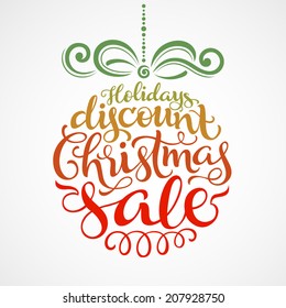 Vector background with christmas decoration for your design. Vintage ornamental balls on paper background. Holidays sale discount card