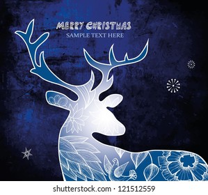  vector background, Christmas decorative deer