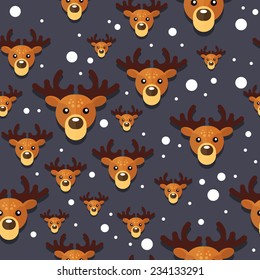 Vector background with Christmas deer in a flat style