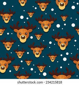 Vector background with Christmas deer in a flat style
