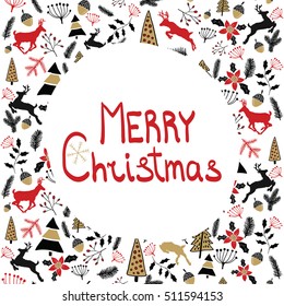 Vector background. Christmas illustration. Merry Christmas. Holiday card. Seamless background. New Year's Eve 2017. Deer.