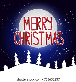 Vector background for Christmas. Postcards for Christmas. Night. Moon. Winter.Eps10.
