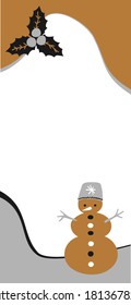 Vector background for Christmas stories, template for social networks in the style of Scandinavian simple hand drawing. Holiday frames in layers for photo with cute objects - mistletoe and snowman