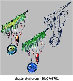 
vector   background with  Christmas toys   for new year design