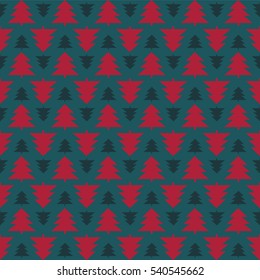Vector background Christmas trees of various sizes lined up in a row. New Year ornaments. Ideal for gift wrapping paper design, packaging, websites, greeting card, printing on fabric.