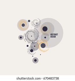 Vector background of circles and rounded lines in vintage style.
