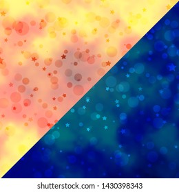 Vector background with circles, stars. Abstract illustration with colorful spots, stars. Pattern for design of fabric, wallpapers.