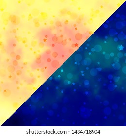 Vector background with circles, stars. Abstract illustration with colorful spots, stars. Texture for window blinds, curtains.