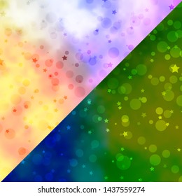 Vector background with circles, stars. Abstract design in gradient style with bubbles, stars. Design for wallpaper, fabric makers.