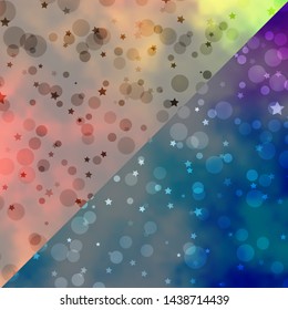 Vector background with circles, stars. Abstract design in gradient style with bubbles, stars. Texture for window blinds, curtains.