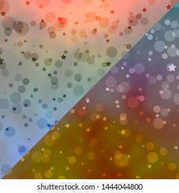 Vector background with circles, stars. Abstract illustration with colorful spots, stars. Pattern for trendy fabric, wallpapers.