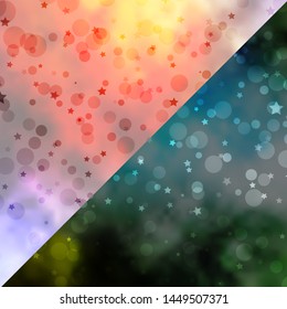 Vector background with circles, stars. Abstract illustration with colorful shapes of circles, stars. Design for textile, fabric, wallpapers.