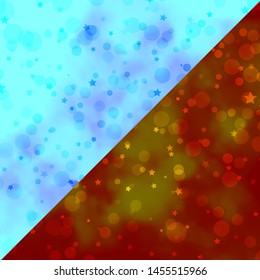 Vector background with circles, stars. Abstract illustration with colorful spots, stars. Texture for window blinds, curtains.