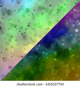Vector background with circles, stars. Abstract design in gradient style with bubbles, stars. Pattern for trendy fabric, wallpapers.