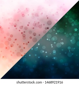 Vector background with circles, stars. Abstract design in gradient style with bubbles, stars. Pattern for trendy fabric, wallpapers.