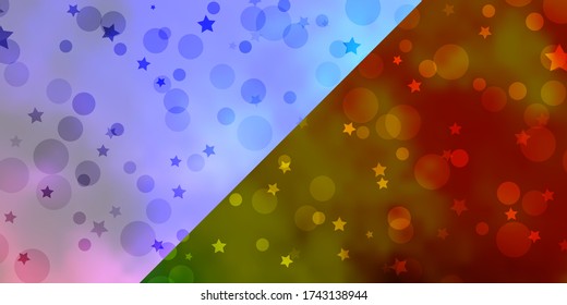 Vector background with circles, stars. Abstract design in gradient style with bubbles, stars. Design for wallpaper, fabric makers.
