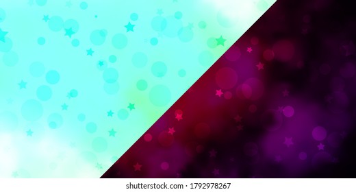 Vector background with circles, stars. Abstract design in gradient style with bubbles, stars. Pattern for trendy fabric, wallpapers.
