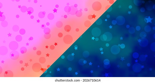 Vector background with circles, stars. Abstract illustration with colorful shapes of circles, stars. Template for business cards, websites.