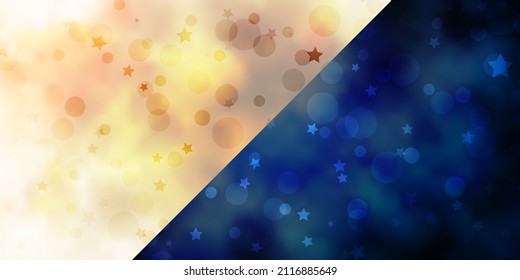 Vector background with circles, stars. Abstract illustration with colorful spots, stars. Pattern for design of fabric, wallpapers.