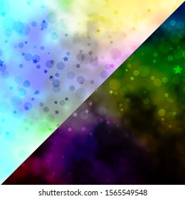Vector background with circles, stars. Colorful illustration with gradient dots, stars. Pattern for design of fabric, wallpapers.