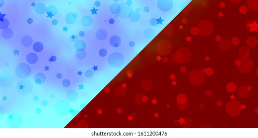 Vector background with circles, stars. Colorful disks, stars on simple gradient background. Design for wallpaper, fabric makers.