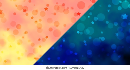 Vector background with circles, stars. Colorful disks, stars on simple gradient background. Pattern for design of fabric, wallpapers.