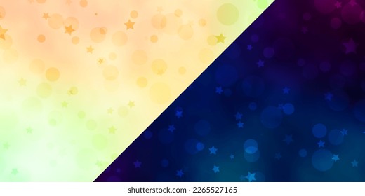 Vector background with circles, stars. Colorful illustration with gradient dots, stars. Template for business cards, websites.