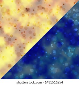 Vector background with circles, stars. Glitter abstract illustration with colorful drops, stars. Pattern for design of fabric, wallpapers.