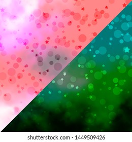 Vector background with circles, stars. Glitter abstract illustration with colorful drops, stars. Template for business cards, websites.