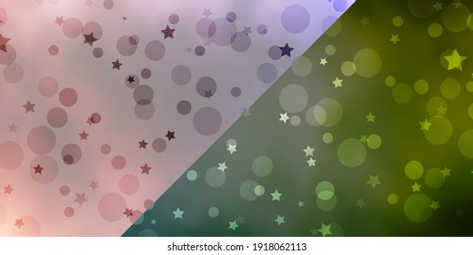 Vektorhintergrund mit Kreisen, Sternen. Abstrakte Illustration mit bunten Tropfen, Sternen. Muster für das Design der Stoffe, Tapeten.