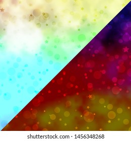 Vector background with circles, stars. Illustration with set of colorful abstract spheres, stars. Design for textile, fabric, wallpapers.