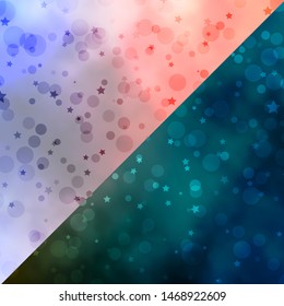Vector background with circles, stars. Illustration with set of colorful abstract spheres, stars. Pattern for design of fabric, wallpapers.