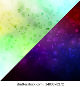 Vector background with circles, stars. Illustration with set of colorful abstract spheres, stars. Pattern for design of fabric, wallpapers.