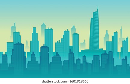 Vector background of the city of Almas Tower in the morning