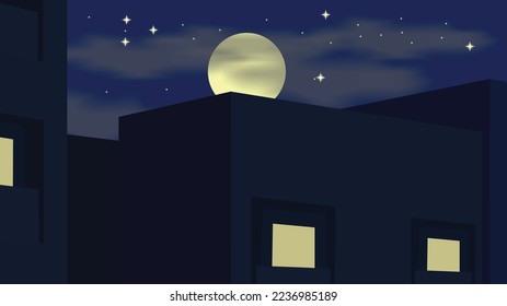 Vector background. City on the sky background